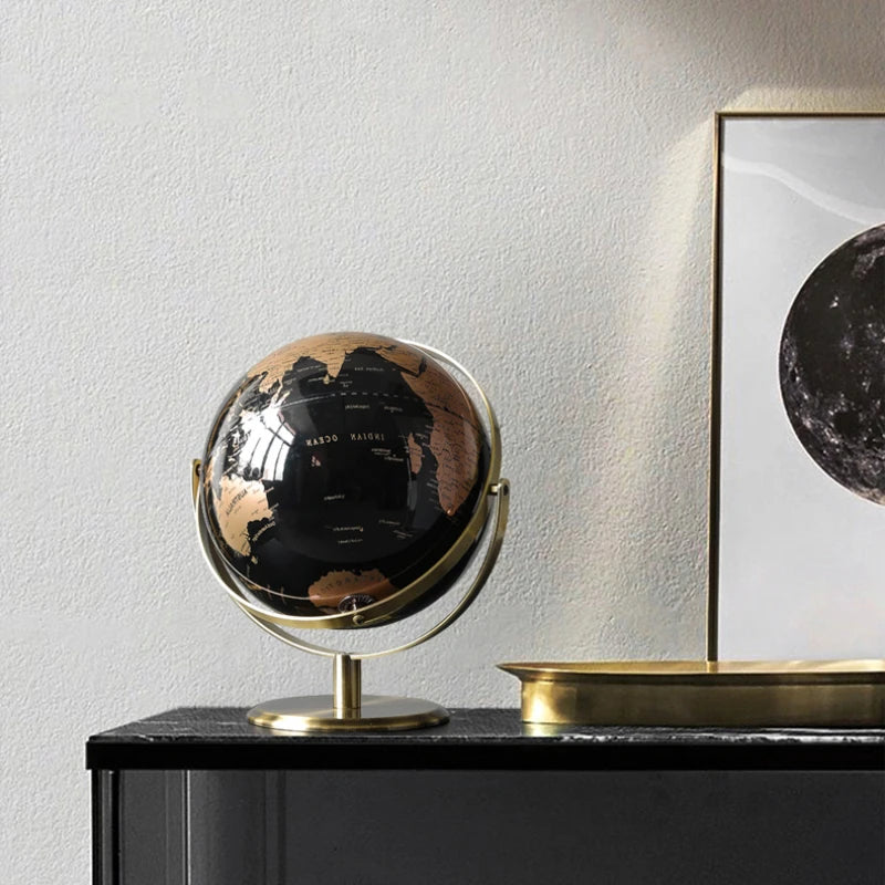 Globo terráqueo retro con base de madera: mapa del mundo educativo para la decoración del hogar y la oficina