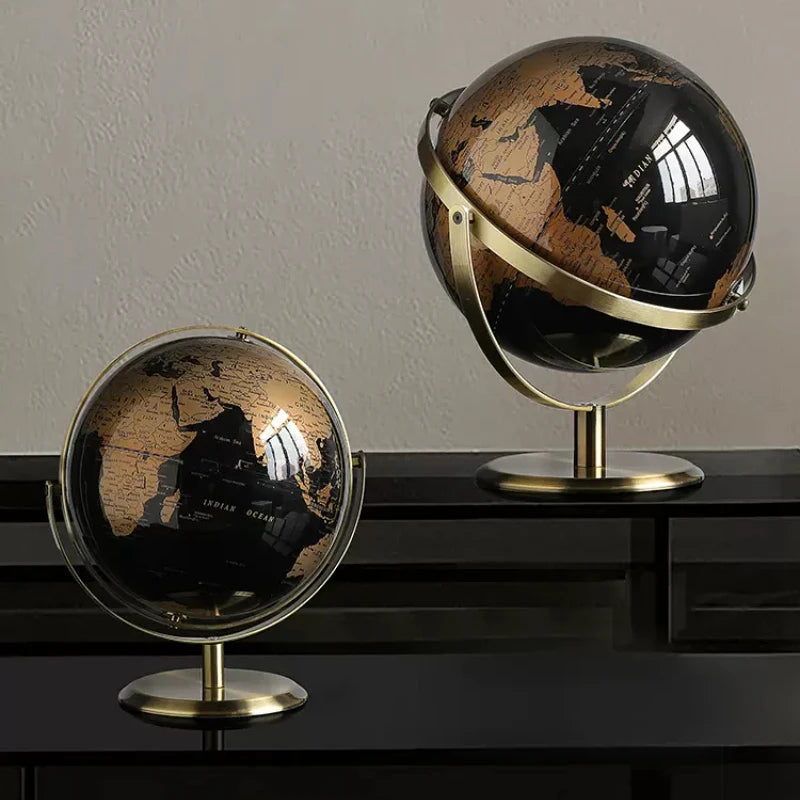 Globo terráqueo retro con base de madera: mapa del mundo educativo para la decoración del hogar y la oficina