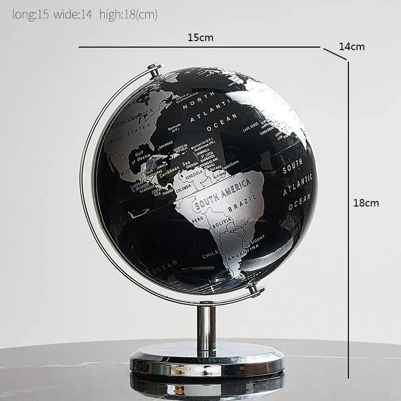 Globo terráqueo retro con base de madera: mapa del mundo educativo para la decoración del hogar y la oficina