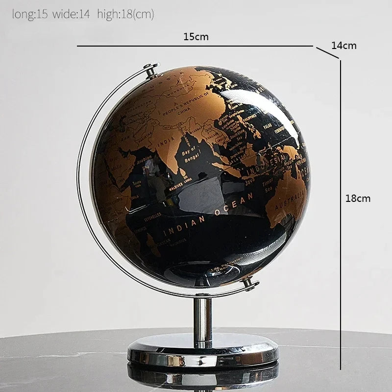 Globo terráqueo retro con base de madera: mapa del mundo educativo para la decoración del hogar y la oficina